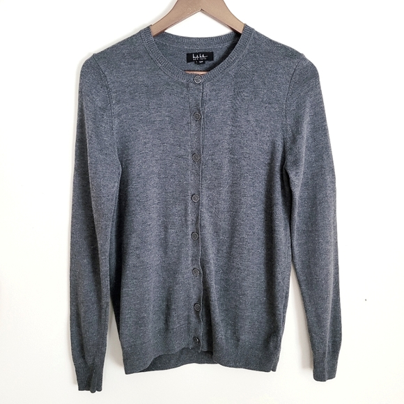 Nicole Miller | Grey Metallic Yarn Button Up Cardigan S - Picture 1 of 9